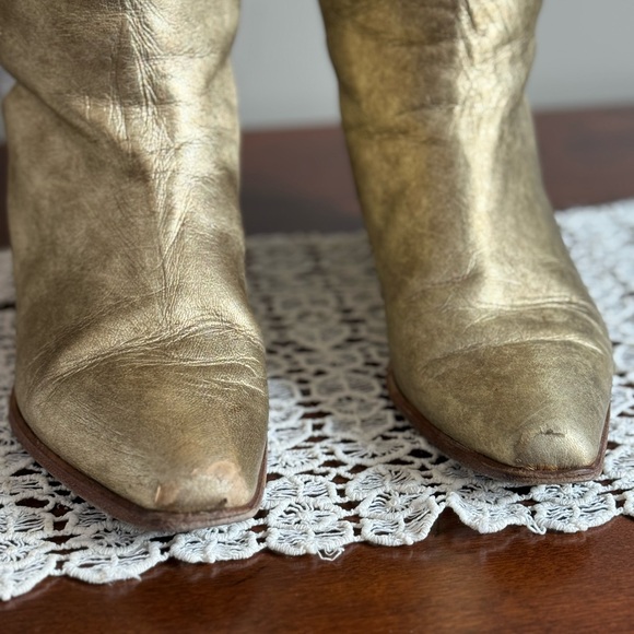 Vintage Lenni Gold and White Metallic Leather boots - Picture 4 of 5